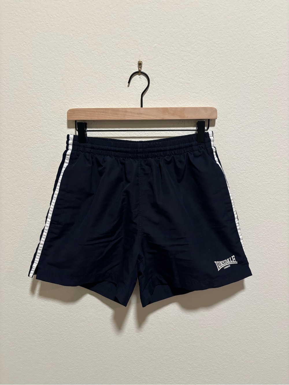 Lonsdale Navy Athletic Shorts with White Side Stripes boxing